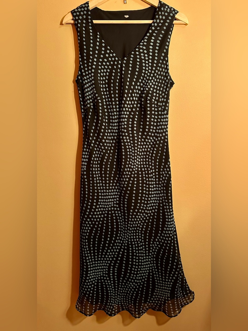 black and blue geometric dress